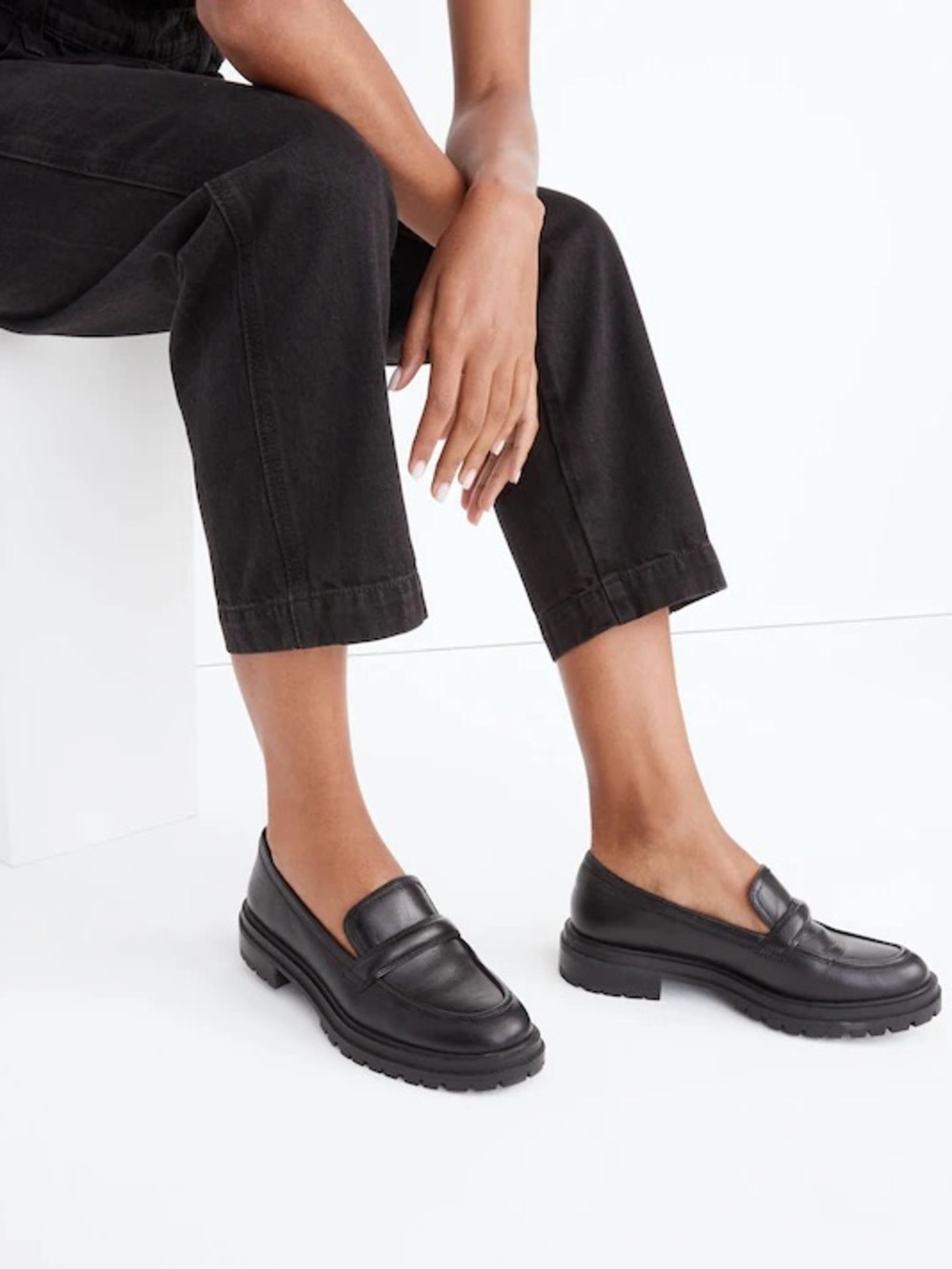 Madewell The Bradley Lugsole Loafer in Leather True Black Size 9 M $158 NG674